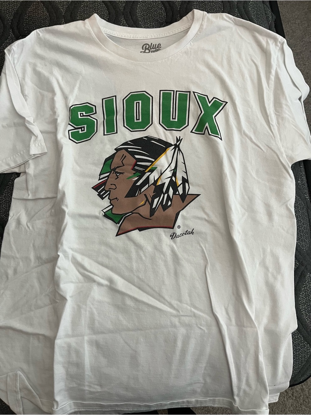 Fighting Sioux Graphic Tee - White with Green Print
